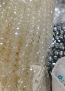10 Cream Colour Crystal Beads String