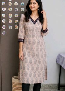 Light Brown Printed Kurta