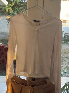Classic White Top &amp; Beige Pants Set