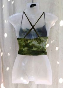 Green Tie-Dye Halter Top