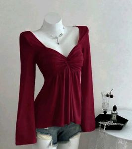 Chic Wine Red Long Sleeve Top