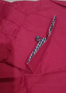Stylish Maroon Band Collar Shirt