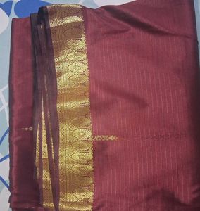 new Elegant Maroon Saree with Gold Border