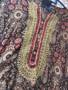 Beautiful Printed Kurta with Embellished Neckline✨