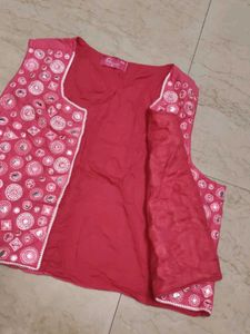 Embellished Pink Sleeveless Jacket