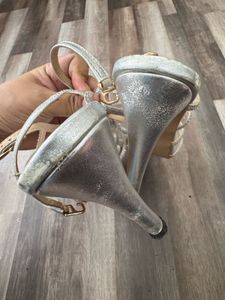 Silver Diamond Strappy Heels