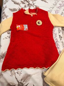 Girls Red & Yellow Sweater