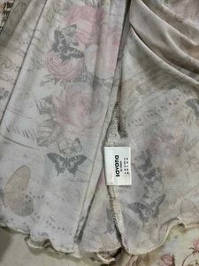 Sheer Floral Butterfly Tie-Front Top