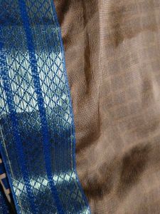 Elegant Brown Saree with Blue Border