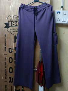 Purple Cargo Pants with Drawstring