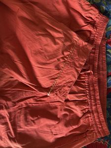 Rust Floral Print Kurta with matching pants