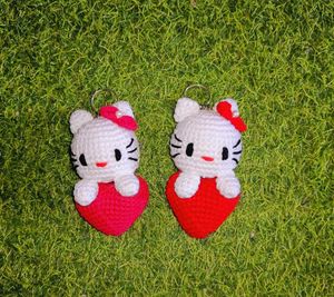 Crocheted Hello Kitty Keychain