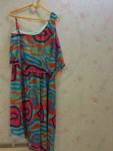 Vibrant Pleated One-Shoulder Dress