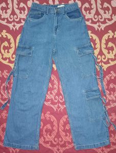 Vintage Wide Leg Cargo Jeans