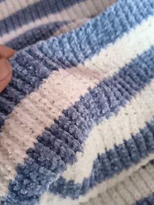 Blue &amp; White Striped Knit Sweater