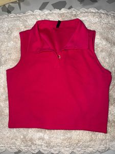 Pink Polo Crop Top