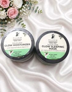 💖 Pilgrim Squalane Glow Moisturizer + Sleeping ma