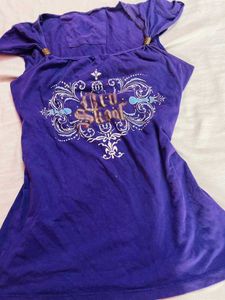 y2k Purple Graphic Print Top