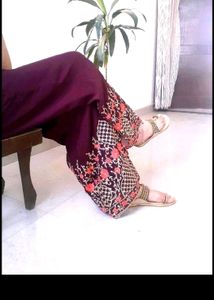 purple colour embroidered palazzo