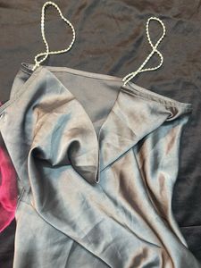 Satin Cami with Pearl Straps