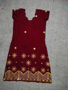 Maroon Embroidered Kurta Set