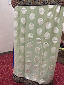 Elegant Lime Green Saree with Brocade Pallu