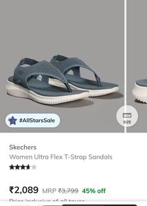 Skechers Blue Fabric Thong Sandals