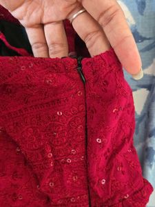 Red Sequined Ethnic Blouse