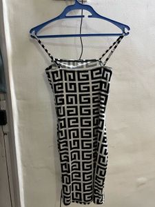 Monochrome Geometric Print Mini Dress