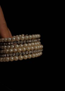 Elegant Pearl and Crystal Coil Bracelets