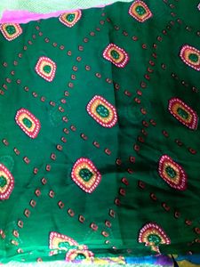 Vibrant Green Bandhani Print Dress Material