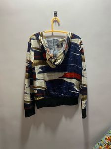 Abstract Print Zip-Up Hoodie