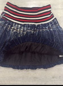 Denim Pleated Skirt