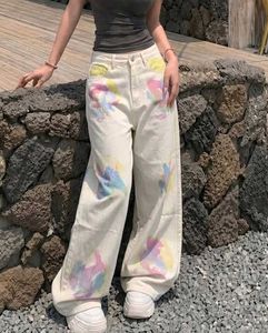 Colorful Tie-Dye Wide Leg Jeans