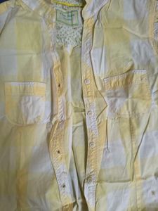 Yellow beach vibe Plaid Sleeveless Shirt