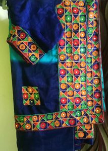 Embroidered Mirror Work Sari