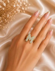 Sparkling 'M' Letter Ring
