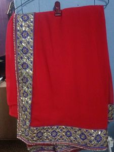 Stunning Red Embellished Saree