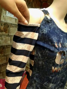 Cold shoulder denim top