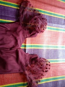 Maroon Blouse with Net Sleeves