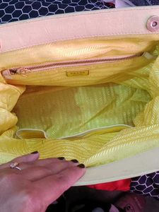 OG PRADA Yellow Tessuto Gaufre Frame HandBag