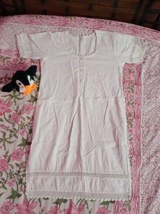 White crochet design kurta