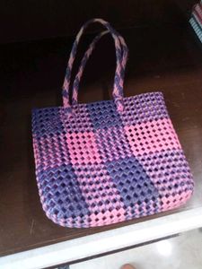 Pink and Purple Woven Bag