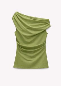 Zara Green Floral One-Shoulder Top