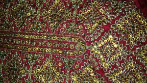 Red &amp; Gold Embellished Pakistani Suit