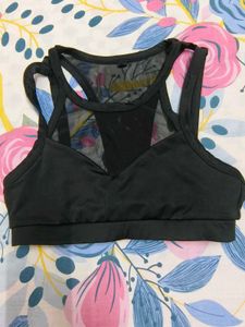 Black Mesh Sports Bra