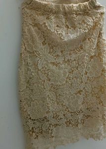 Elegant Beige Lace Skirt