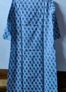 Beautiful Blue Printed Kurta Set with Mirror Work