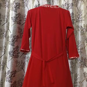 Beutiful Front Slit Printed Layered A-Line Kurti