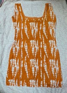 Orange Tie-Dye Sleeveless short Kurta